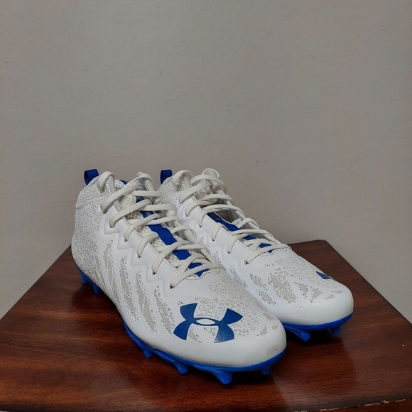 Men Under Armour Spotlight UA 4D Foam Football Cleats White 3023963-112 Sz 12.5 - Picture 1 of 7